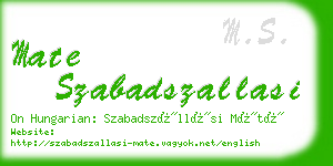 mate szabadszallasi business card